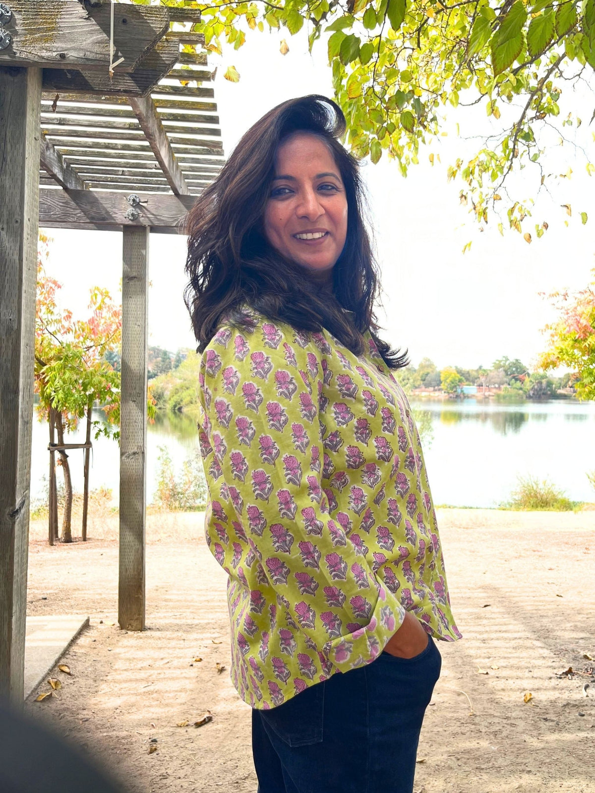 Viola - Hand-Block Printed 100% Cotton Women's Shirt