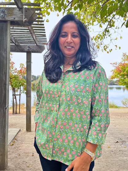 Meadow - Hand-Block Printed 100% Cotton Women's Shirt
