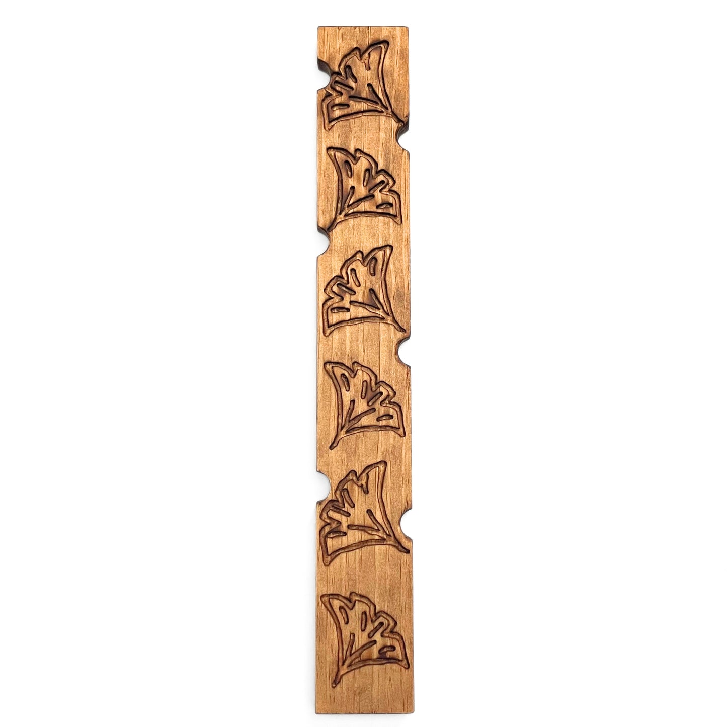 Decorative plant stake with large flowers on front