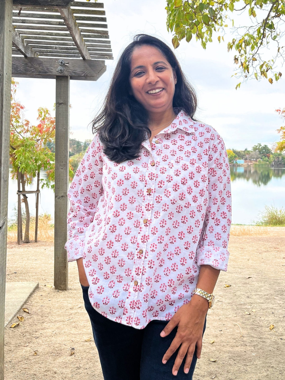 Rosella - Hand-Block Printed 100% Cotton Women's Shirt