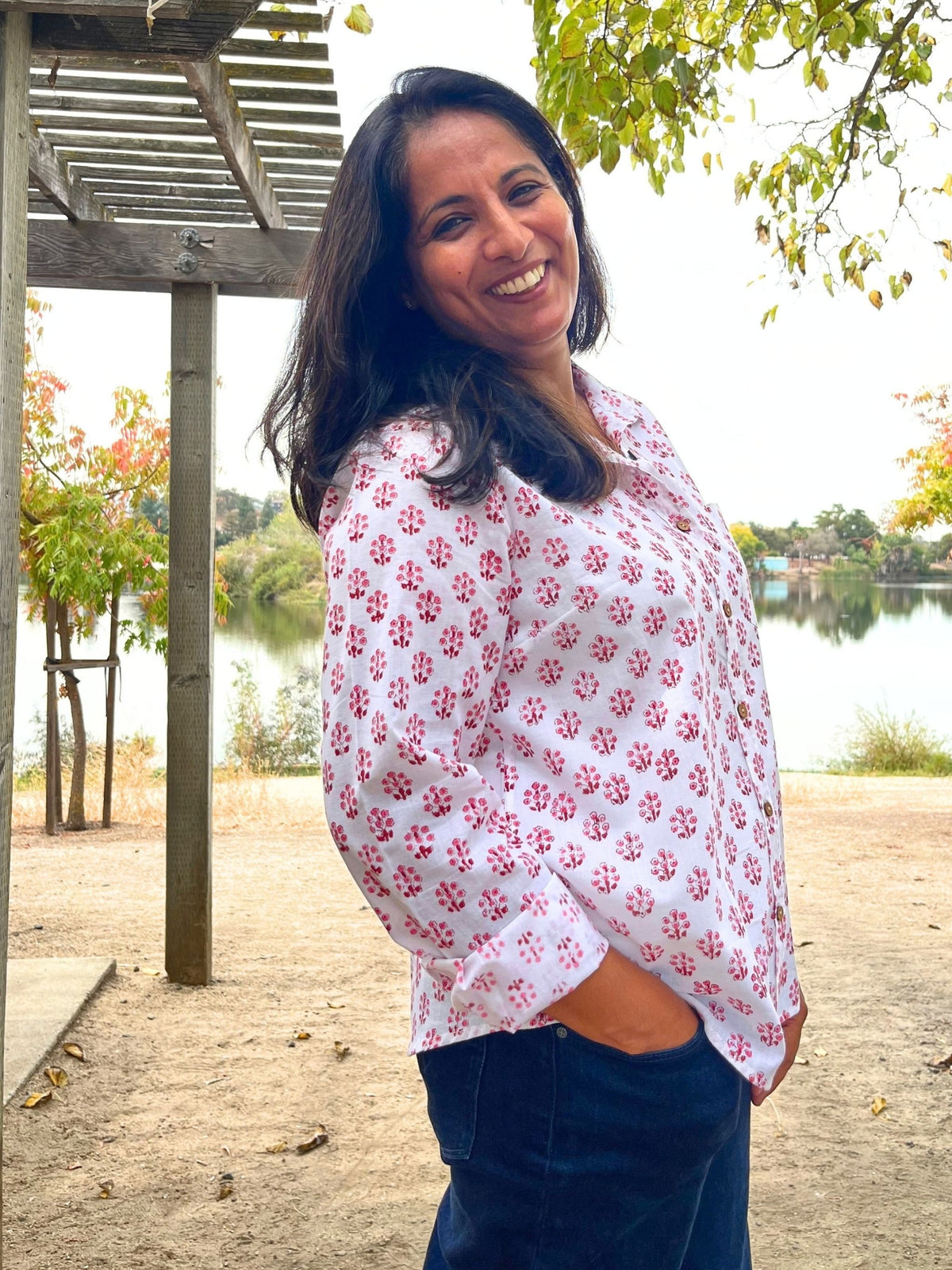 Rosella - Hand-Block Printed 100% Cotton Women's Shirt