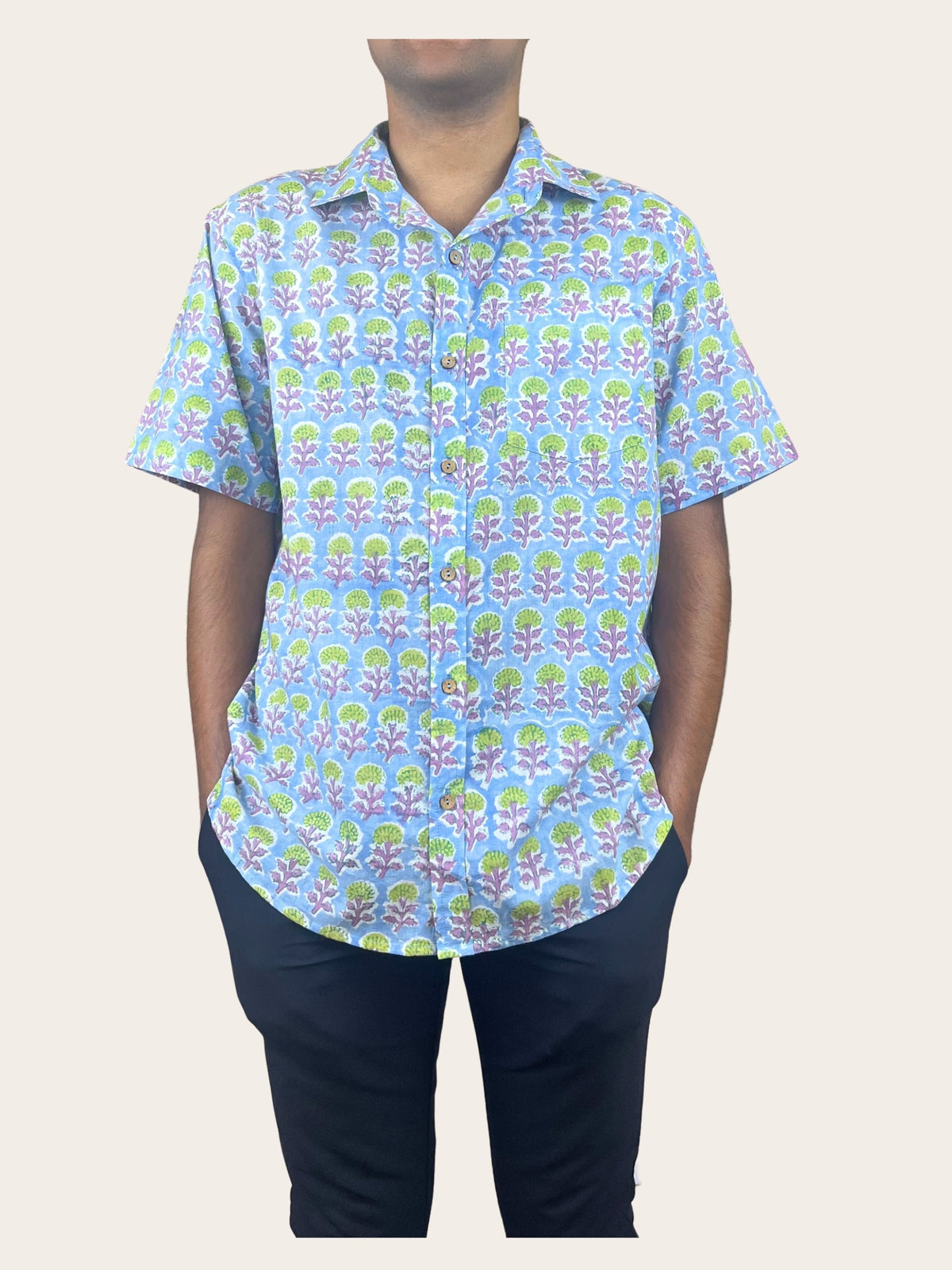 Thistle - Hand-Block Printed 100% Cotton Men's Shirt