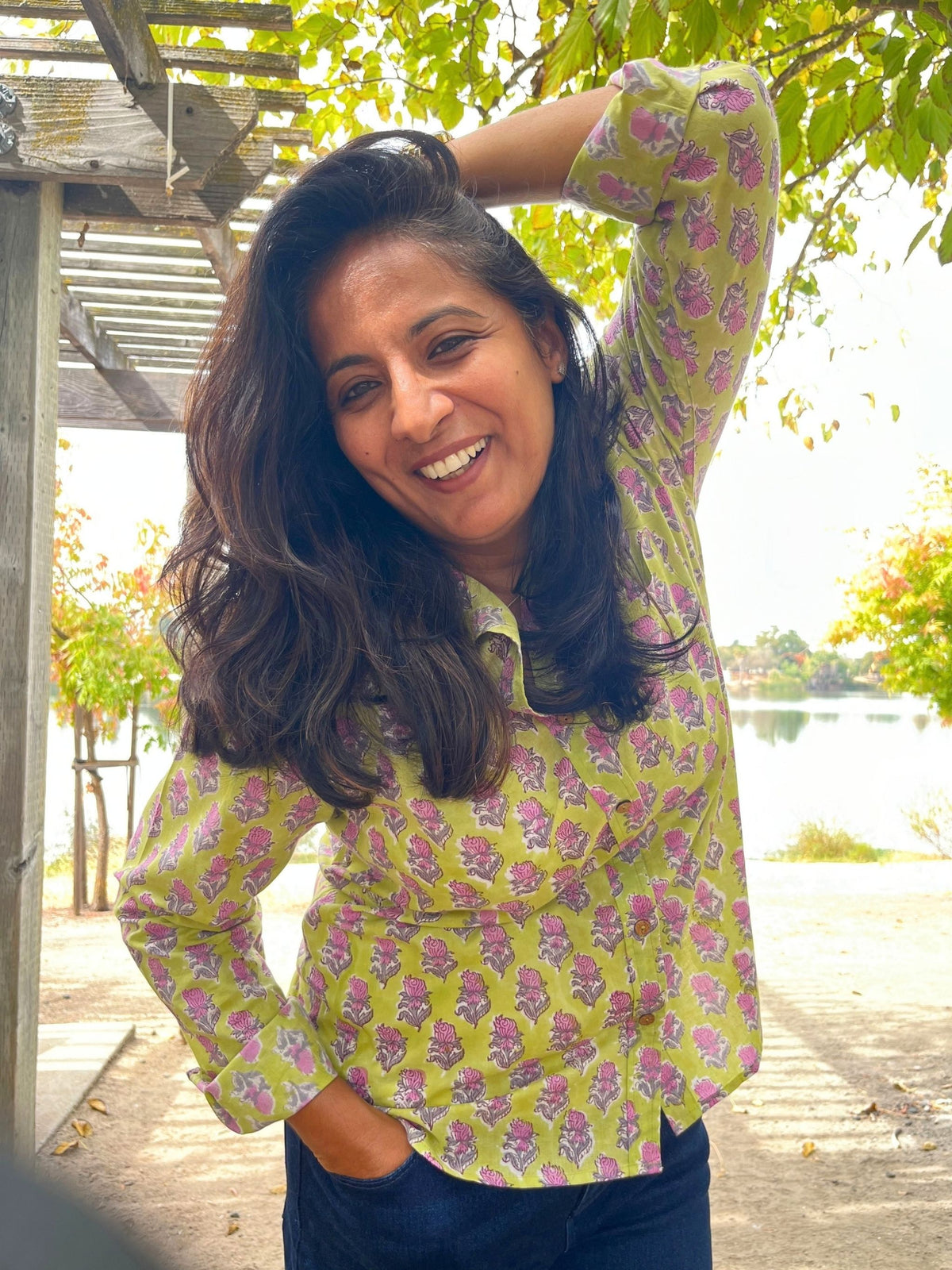 Viola - Hand-Block Printed 100% Cotton Women's Shirt