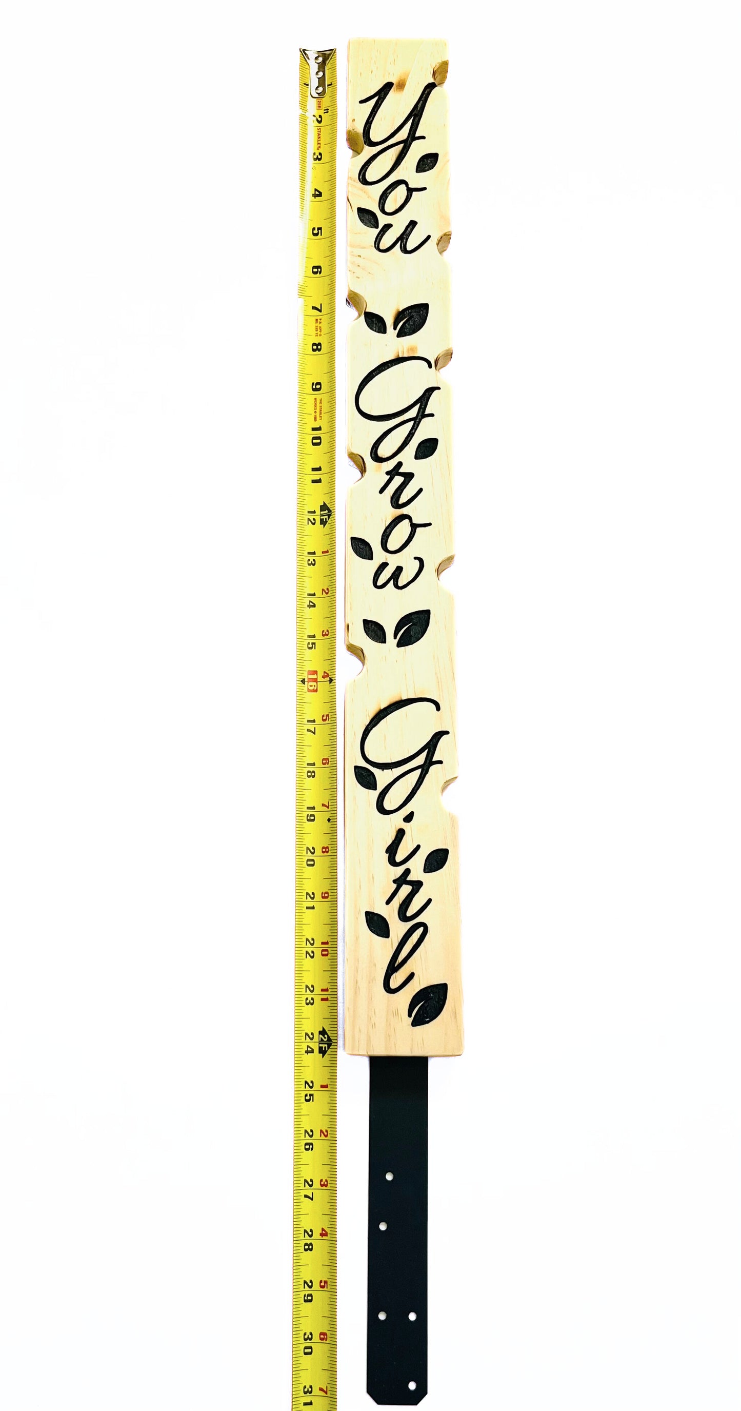 Carved wooden plant stake 30 inch long