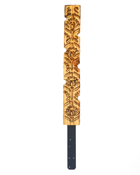Handcrafted wooden carved decorative plant stake and support. Trellis. Plant pole. 
